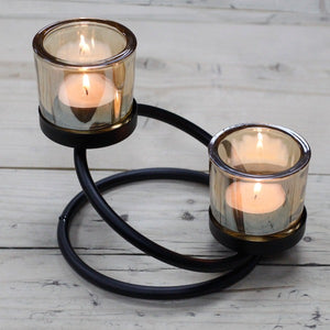 Black iron candle holder centerpiece for living room décor