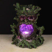 Load image into Gallery viewer, Crystal green man LED ceramic backflow incense burner statue