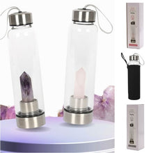 Load image into Gallery viewer, 500ml reusable glass water bottle with protective cover