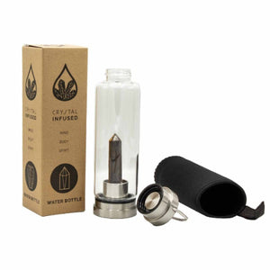 Quartz crystal water bottle for energy healing and wellness