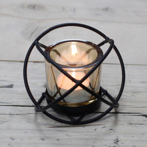 Stylish votive candle holders in black wrought iron design
