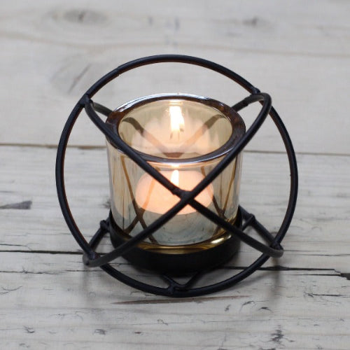 Stylish votive candle holders in black wrought iron design