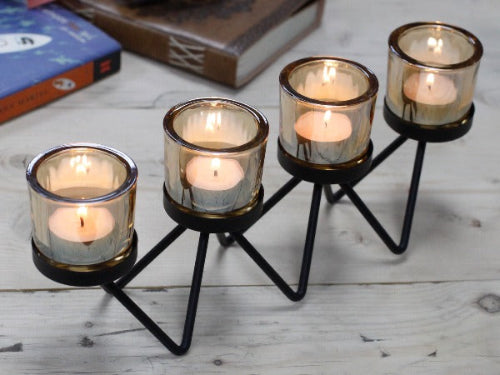 Elegant black iron candle holder for wedding table décor