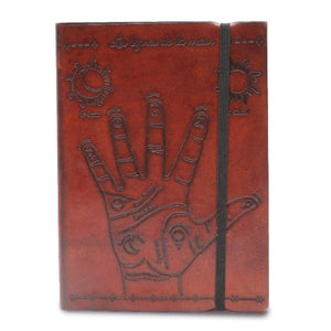  Leather bound notebook with strap and blank unlined pages