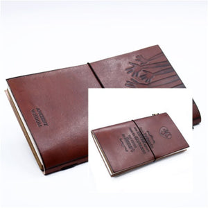 Elegant engraved notebook diary with leather binding