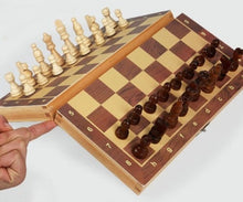 Load image into Gallery viewer, Folding wooden magnetic chess set travel board game gift for players
