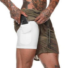 Load image into Gallery viewer, Stretchy 2 in 1 shorts with inner compression lining and hidden pocket