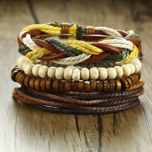 Load image into Gallery viewer, men’s leather bracelet with metal charms
