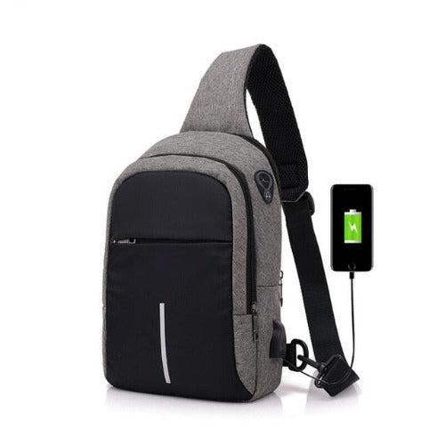 Stylish men’s crossbody chest bag with USB interface