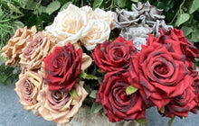 Load image into Gallery viewer, Luxury faux silk roses with sparkling diamond accents.