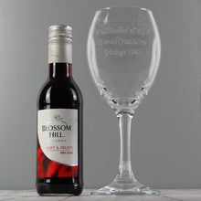 Load image into Gallery viewer, personalised-wine-glass-with-red-wine-bottle-gift-set-box-engraved-wine-glasses-personalised-crystal-wine-glass
