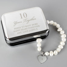 Load image into Gallery viewer, Luxury silver box with pearl bracelet for anniversary celebration