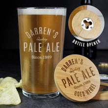 Load image into Gallery viewer, personalised beer glass and opener coaster set