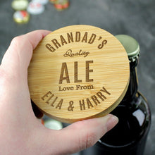 Load image into Gallery viewer, Wooden bamboo coaster with custom message engraving