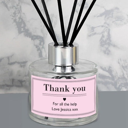 Personalised pink diffuser set with reeds and fragrance oil – gift for her
