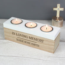 Load image into Gallery viewer, Wooden candle holder engraved with message for loved ones