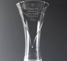 Load image into Gallery viewer, custom engraved vase with Swarovski heart design