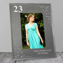 Load image into Gallery viewer, personalised glass photo frame with diamante accents and custom text