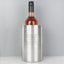 Load image into Gallery viewer, Luxury stainless steel cooler with personalised text for celebrations