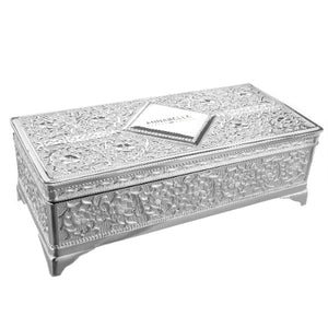  Custom silver keepsake box with antique design