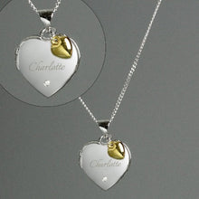 Load image into Gallery viewer, Custom heart locket necklace in sterling silver for women