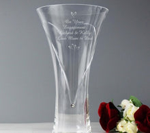 Load image into Gallery viewer, personalised flower vase gift with heart crystals