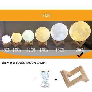 Rechargeable 3D Printing Moon Lamp ¦ USB Rechargeable Night Noon Light 