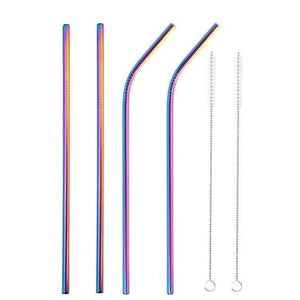 Reusable Stainless Steel Straws ¦ Straw Metal Drinking Set & Brush 