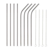 Load image into Gallery viewer, Reusable Stainless Steel Straws ¦ Straw Metal Drinking Set &amp; Brush
