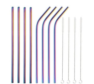 reusable-stainless-steel-straws-straw-metal-drinking-set-brush-14-pcs-metal-reusable-304-stainless-steel-straws-straight-bent-drinking-straw-with-case-cleaning-brush-set-rainbow-colored-straws-party-bar-accessory