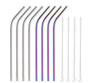 Reusable Stainless Steel Straws-Straw Metal Drinking Set & Brush-Super Gift Online