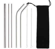 Load image into Gallery viewer, Reusable Stainless Steel Straws ¦ Straw Metal Drinking Set &amp; Brush 
