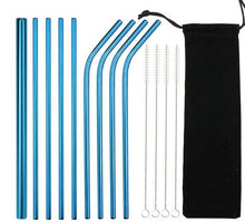 Load image into Gallery viewer, Reusable Stainless Steel Straws ¦ Straw Metal Drinking Set &amp; Brush 