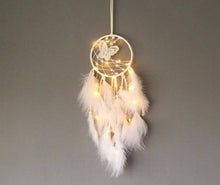 Load image into Gallery viewer, Heart Dream Catcher Feather Ornaments Wrapped Lights Girls Room Decoration