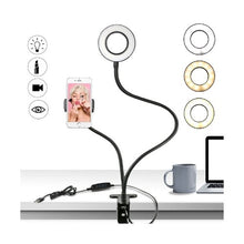 Load image into Gallery viewer, led-ring-light-filming-youtube-photo-studio-selfie-for-makeup-live-stream-photo-studio-selfie-right-light-cell-phone-holder-with-adjustable-led-light-flash-for-live-stream-for-iphone-samsung-android-phones