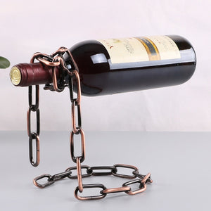 Suspended Wine Bottle Holders-Suspended Chain Wine Bottle Stand