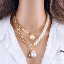 Load image into Gallery viewer, multi layered pearl necklace-pearl layered necklace set-3 layered pearl necklace-layered pearl necklace costume jewelry-pearl layered necklace indian-double strand pearl necklace uk