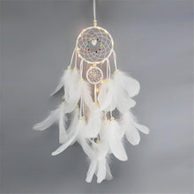 Load image into Gallery viewer, Heart Dream Catcher Feather Ornaments Wrapped Lights Girls Room Decor