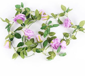 Fake Rose Ivy Vine & Flowers ¦ Garland String With Hanging Ivy Rose 