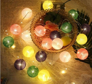 Cotton Ball LED Light String ¦ Garland Cotton Ball String Fairy Lights Decor 