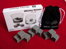 Load image into Gallery viewer, whisky-stone-gift-set-with-wooden-box-whiskey-rocks-stones-cube-best-whiskey-stones-uk-whiskey-stones-uk-whiskey-glass-gift-set-uk-whiskey-coolers-rocks-stones-cube-with-velvet-bag