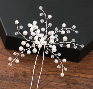 Pearl Hairpin ¦ Rhinestone Hair Ornament ¦ Wedding Hair Accessories