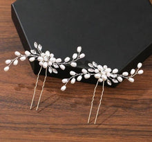 Load image into Gallery viewer, Pearl Hairpin ¦ Rhinestone Hair Ornament ¦ Wedding Hair Accessories 