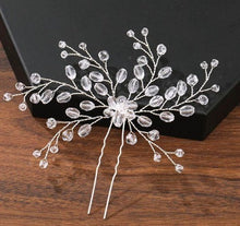 Load image into Gallery viewer, Pearl Hairpin ¦ Rhinestone Hair Ornament ¦ Wedding Hair Accessories 