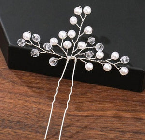 Pearl Hairpin ¦ Rhinestone Hair Ornament ¦ Wedding Hair Accessorie