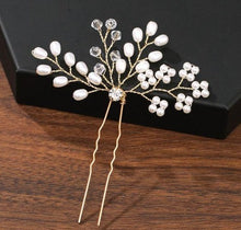 Load image into Gallery viewer, Pearl Hairpin ¦ Rhinestone Hair Ornament ¦ Wedding Hair Accessories 