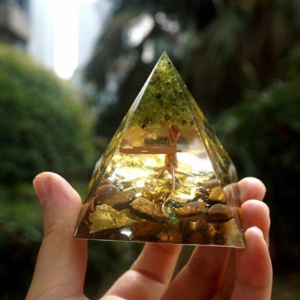Tree of Life Orgone Amber Pyramid