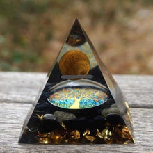 Load image into Gallery viewer, Tree of Life Orgone Amber Pyramid ¦ Healing Chakra Energy Meditation 