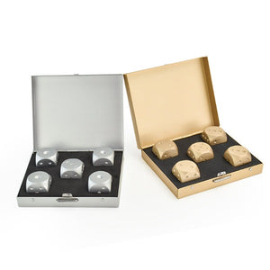 whiskey stones-ice ball maker-5pcs dice with case aluminum whisky ice cubes-exagon whisky cubes