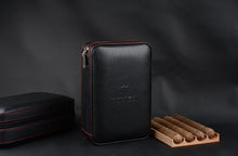 Load image into Gallery viewer, Travel Leather Cigar Humidor Case-Cedar Humidifier Box With Lighter Cutter-cigar humidor uk-best cigar humidor uk- electric cigar humidor uk-cigar humidor amazon uk-spanish cedar humidor-cigar humidor for sale